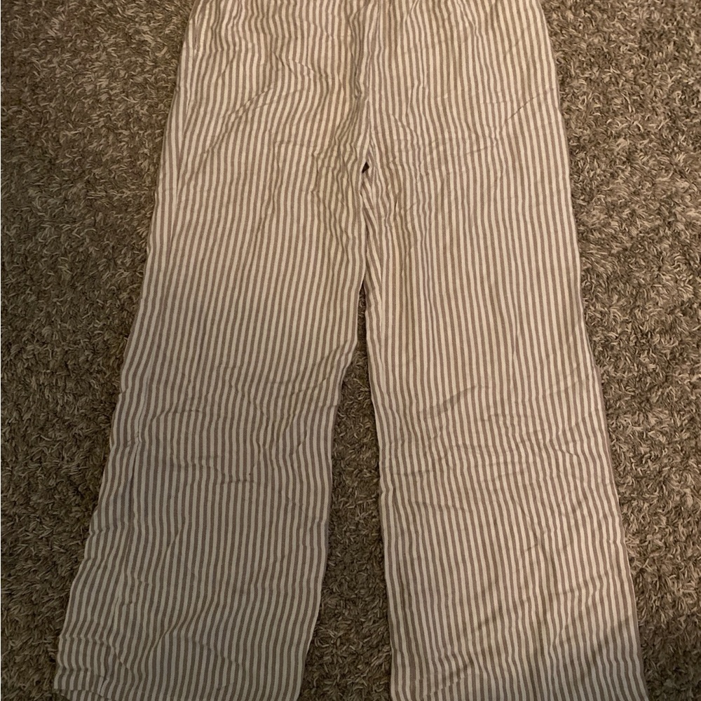 Sincerely Jules Cream and Taupe Striped Pants